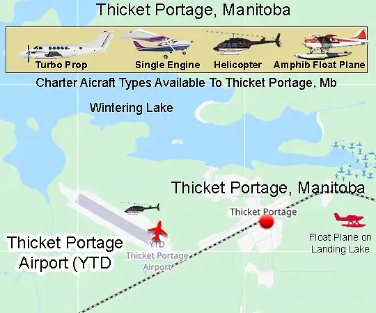 Thicket Portage Airport runway and apron area
